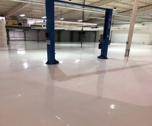 Freshly painted commercial area showcasing vibrant colors